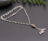 925 Silver Rose Quartz Tassel Pendant Necklace