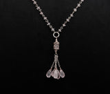925 Silver Rose Quartz Tassel Pendant Necklace