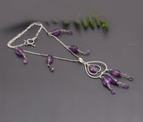 925 Silver Amethyst Beads Pendant Necklace