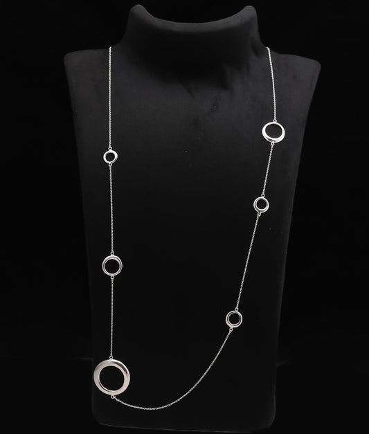 925 Silver Long Circle Link Necklace
