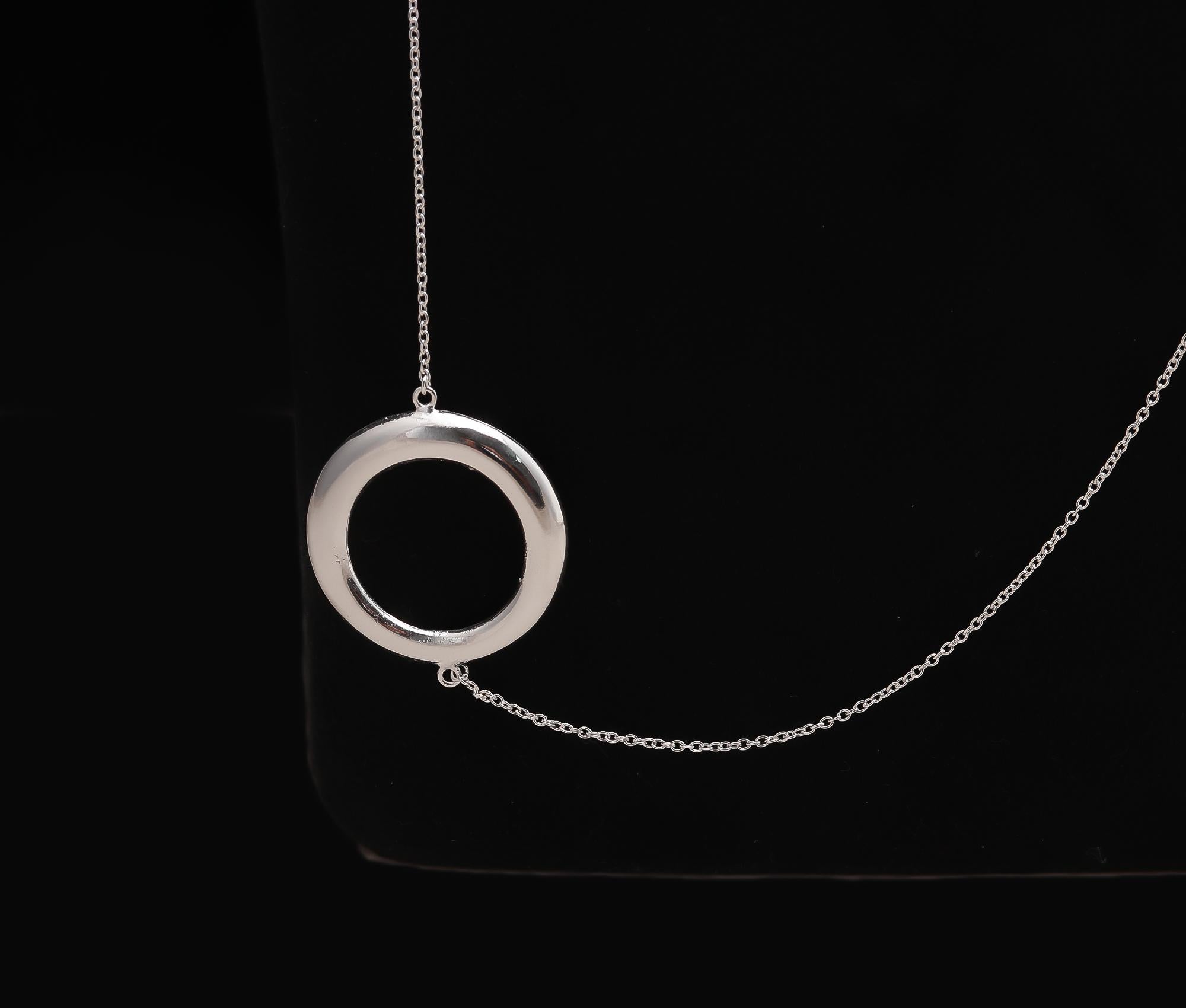 925 Silver Long Circle Link Necklace