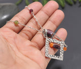 925 Silver Mixed Gemstones Pendant Necklace