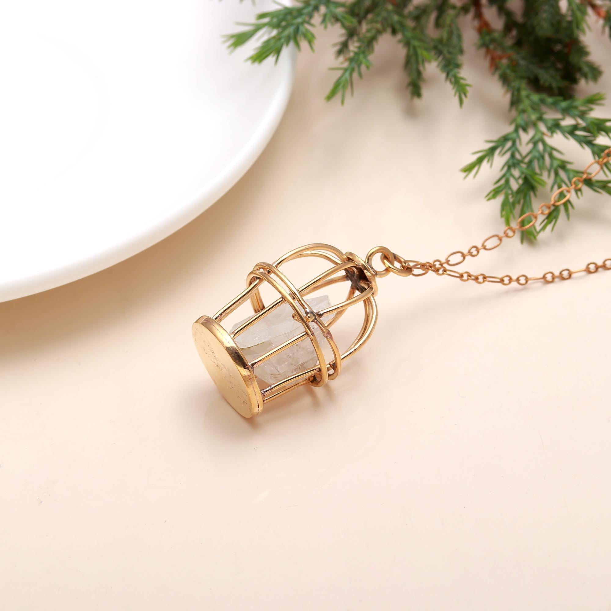 925 Silver Caged Pendant Necklace