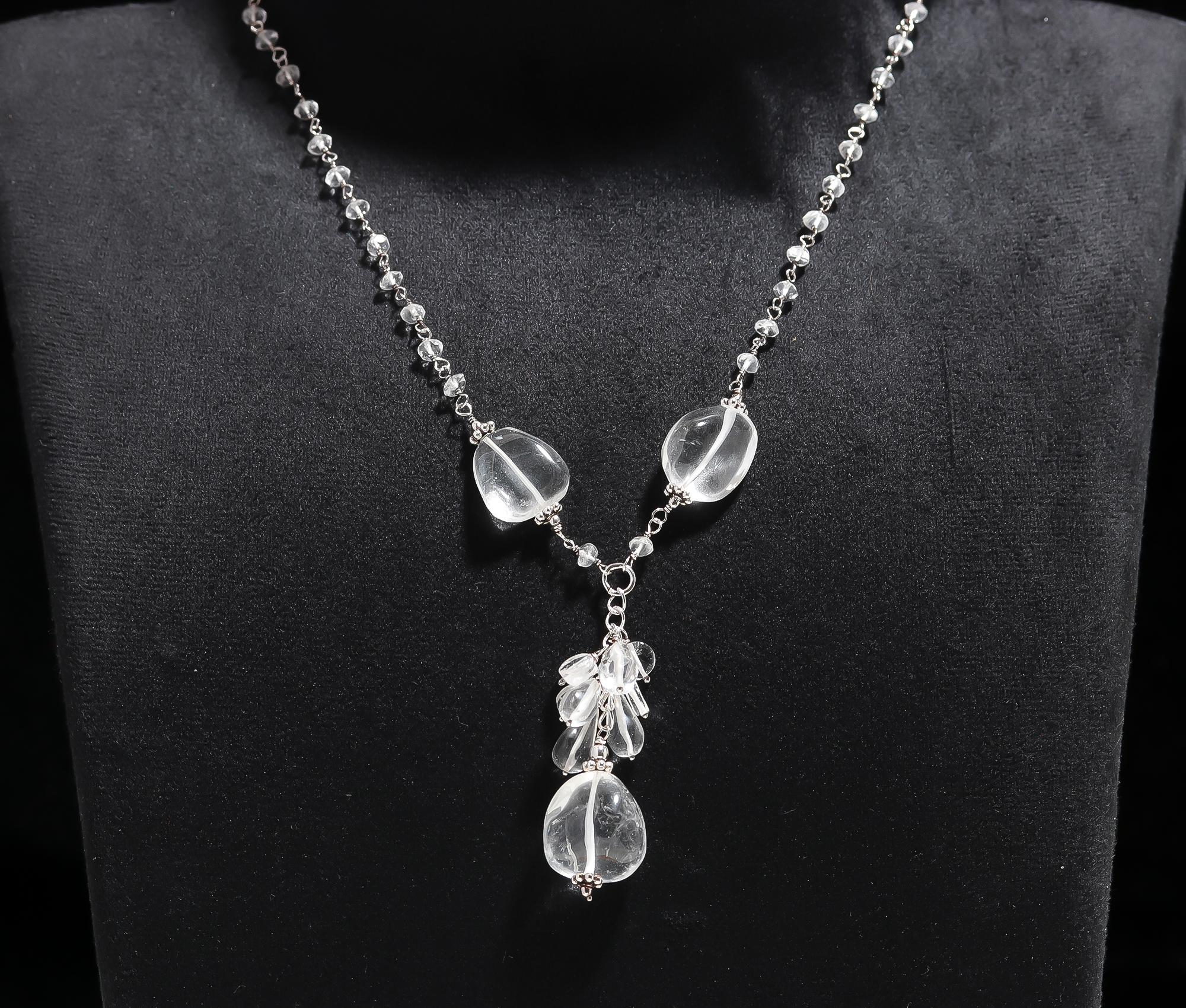 925 Silver Clear Quartz Pendant Necklace
