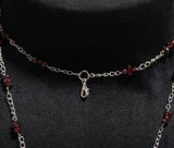 925 Silver Garnet Beaded Layered Chain Necklace