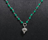 925 Silver Green Onyx Beaded Pendant Necklace