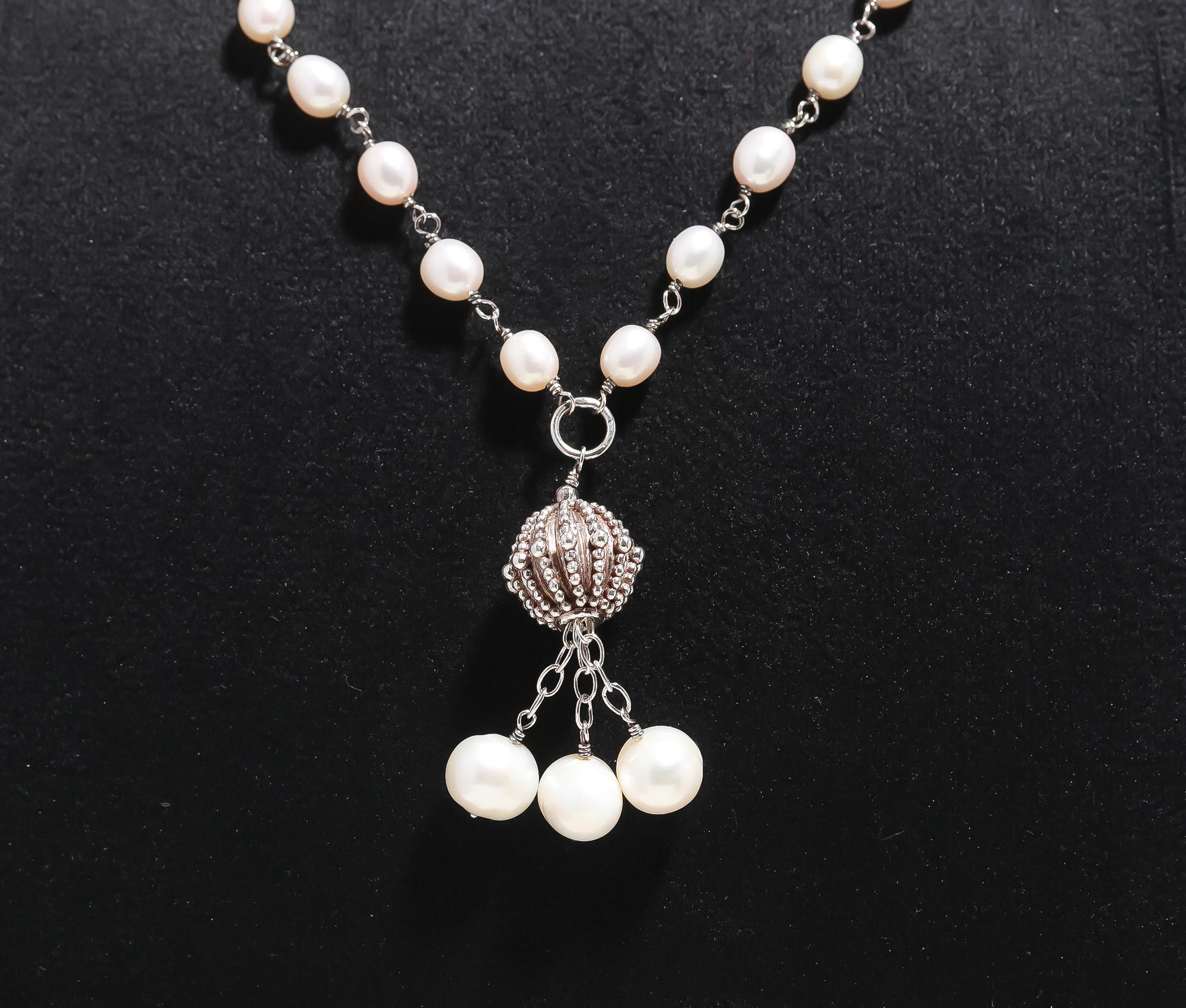925 Silver Freshwater Pearl Beaded Necklace