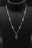 925 Silver Green Onyx Pendant Necklace
