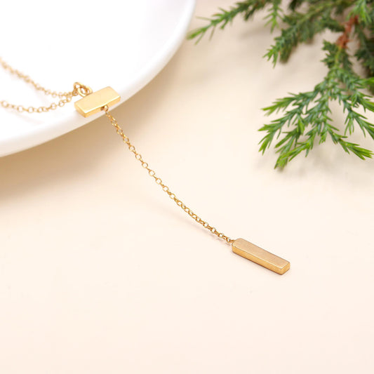 925 Silver Bar Drop Lariat Necklace