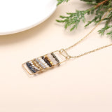 925 Silver Multi-Stone Bar Pendant Necklace