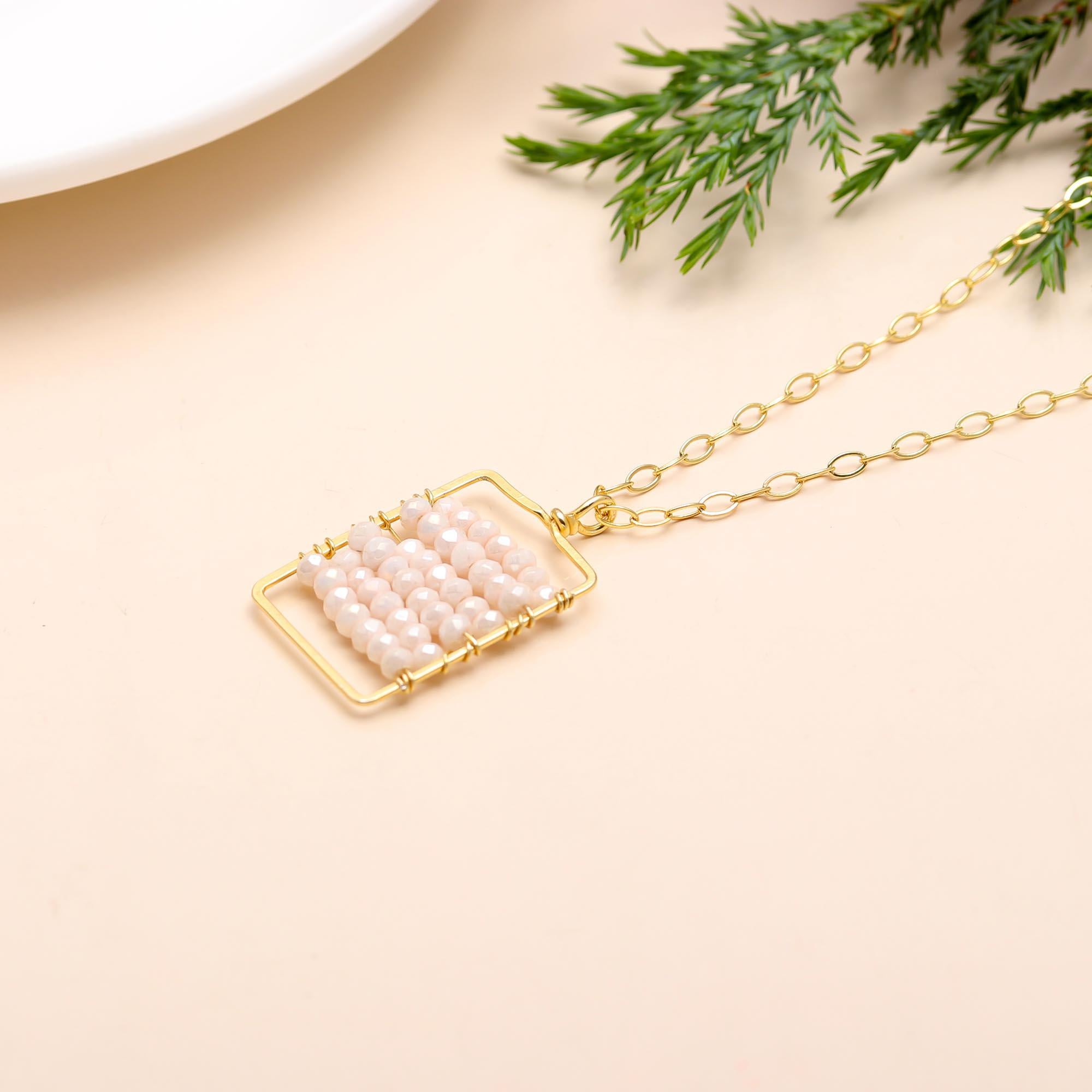 925 Silver Pink Opal Pendant Necklace