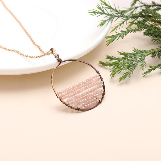 925 Silver Pink Opal Pendant Necklace