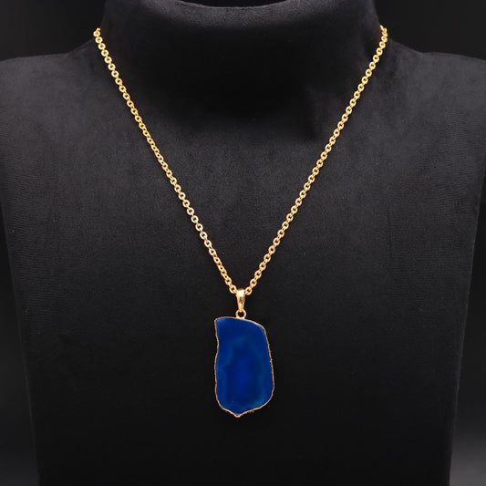 925 Silver Agate Slice Pendant Necklace