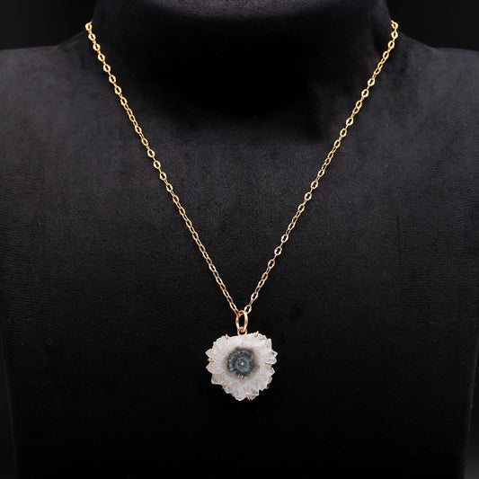 925 Silver Solar Quartz Pendant Necklace