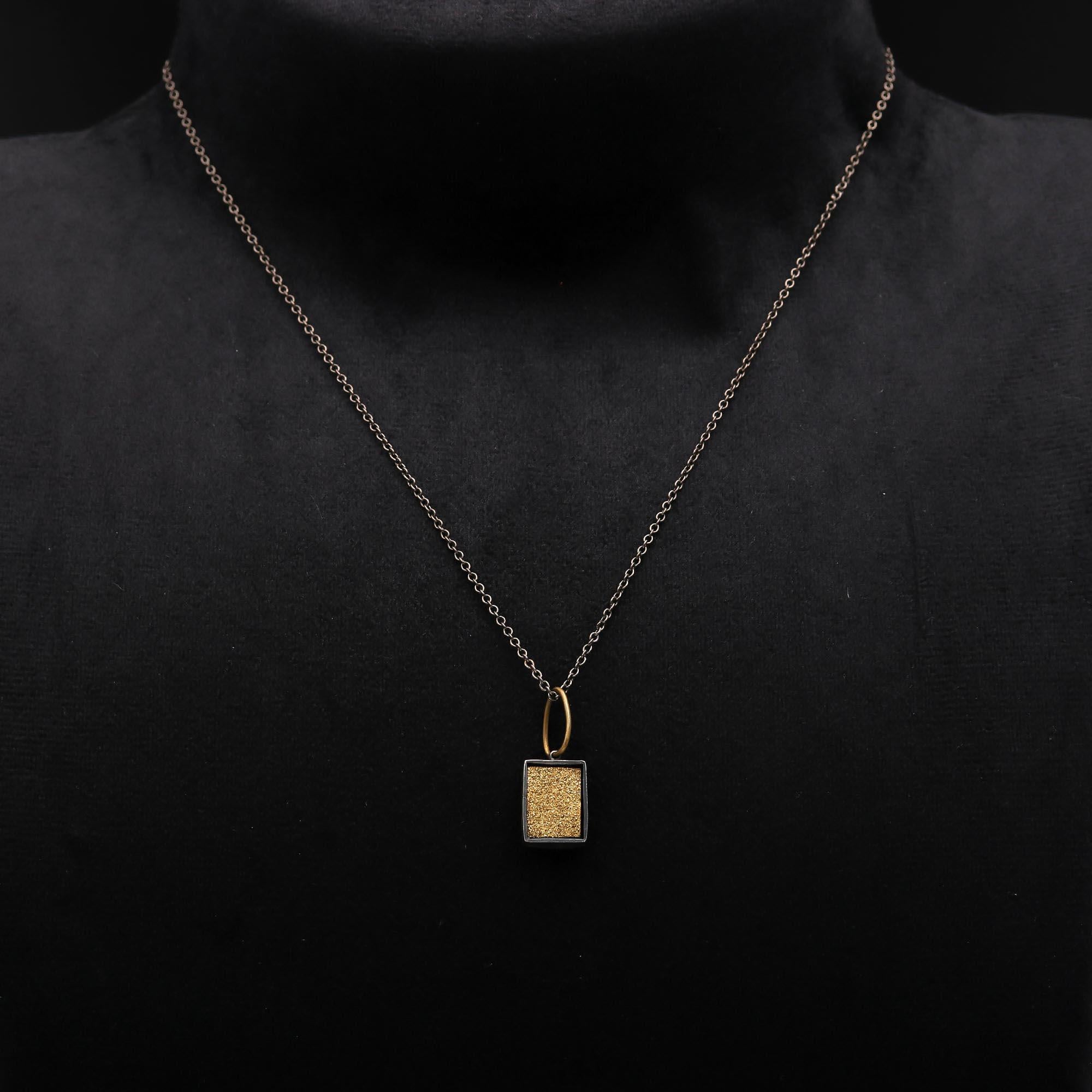 925 Silver Gold Druzy Pendant Necklace