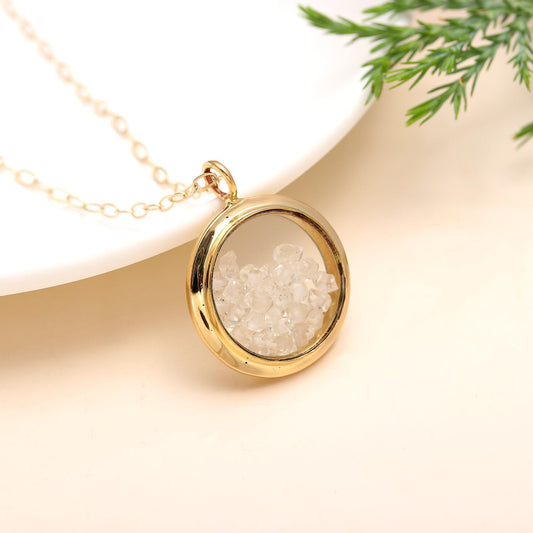 925 Silver Crystal Quartz Pendant Necklace