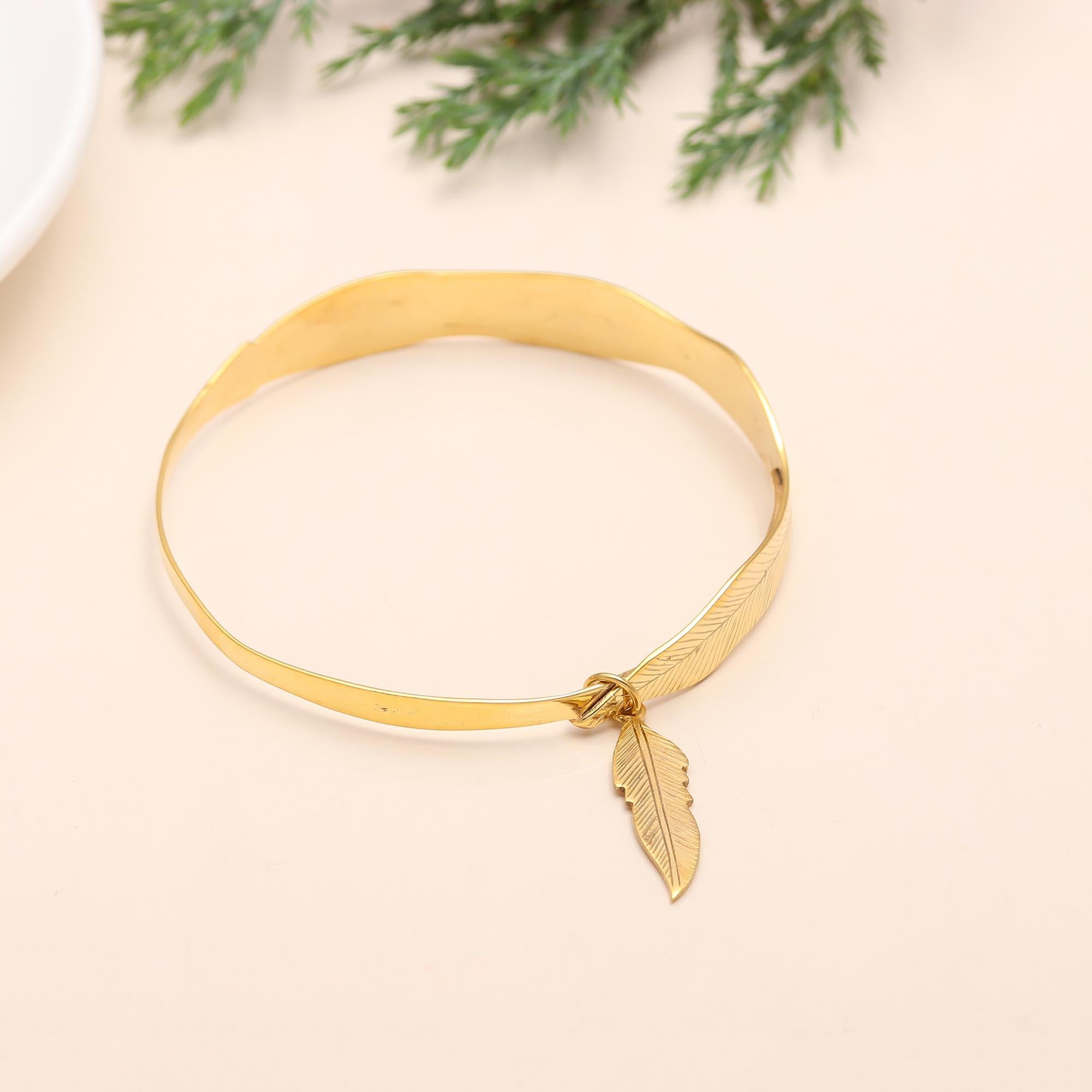 925 Silver Feather Bangle Bracelet