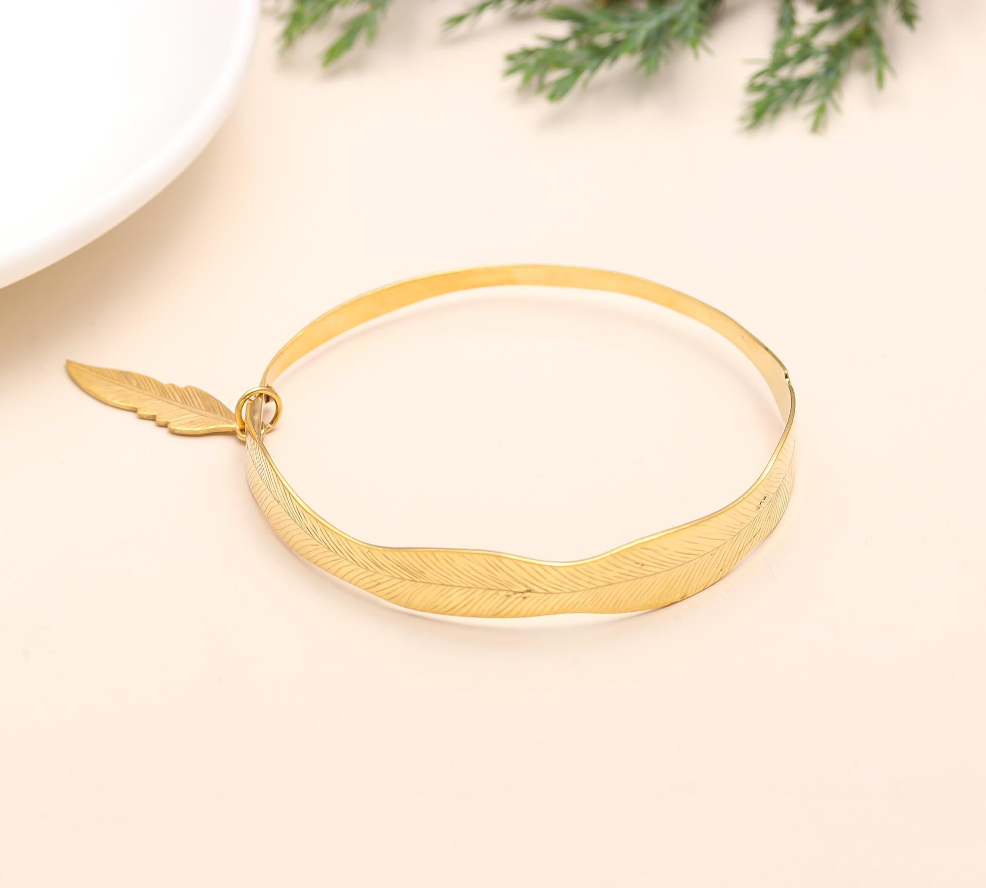 925 Silver Feather Bangle Bracelet