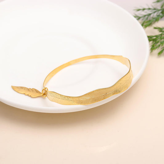 925 Silver Feather Bangle Bracelet