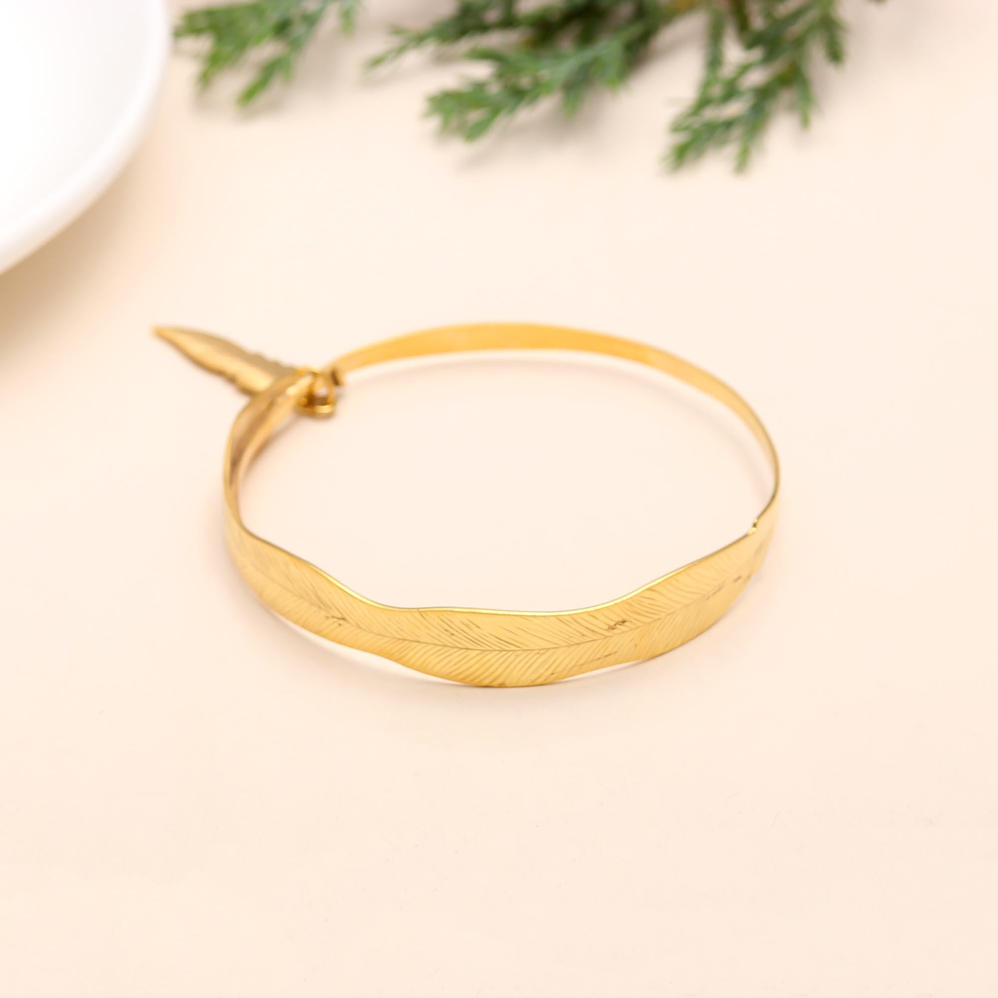 925 Silver Feather Bangle Bracelet