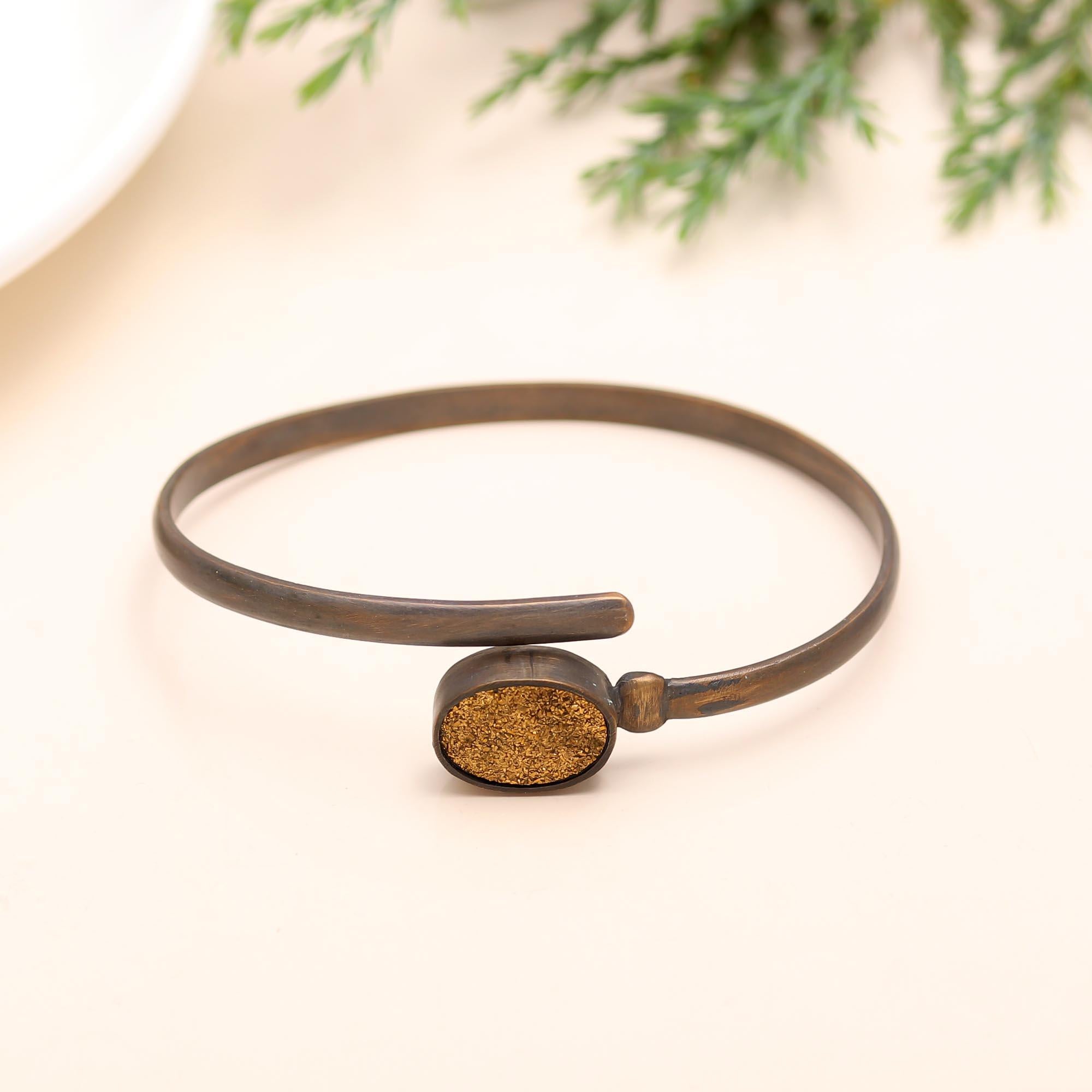 925 Silver Druzy Open Cuff Bracelet