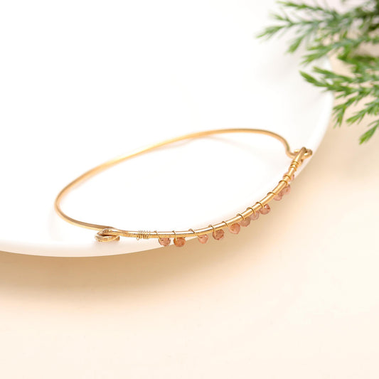 925 Silver Pink Bead Bangle