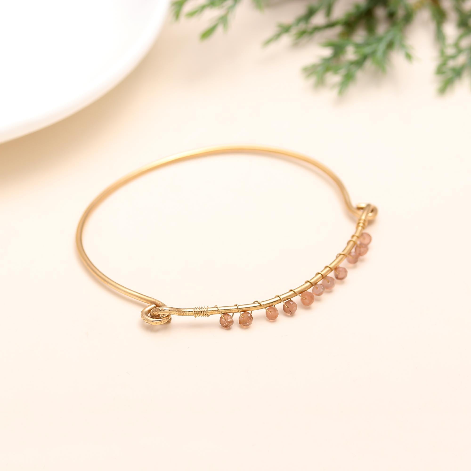 925 Silver Pink Bead Bangle