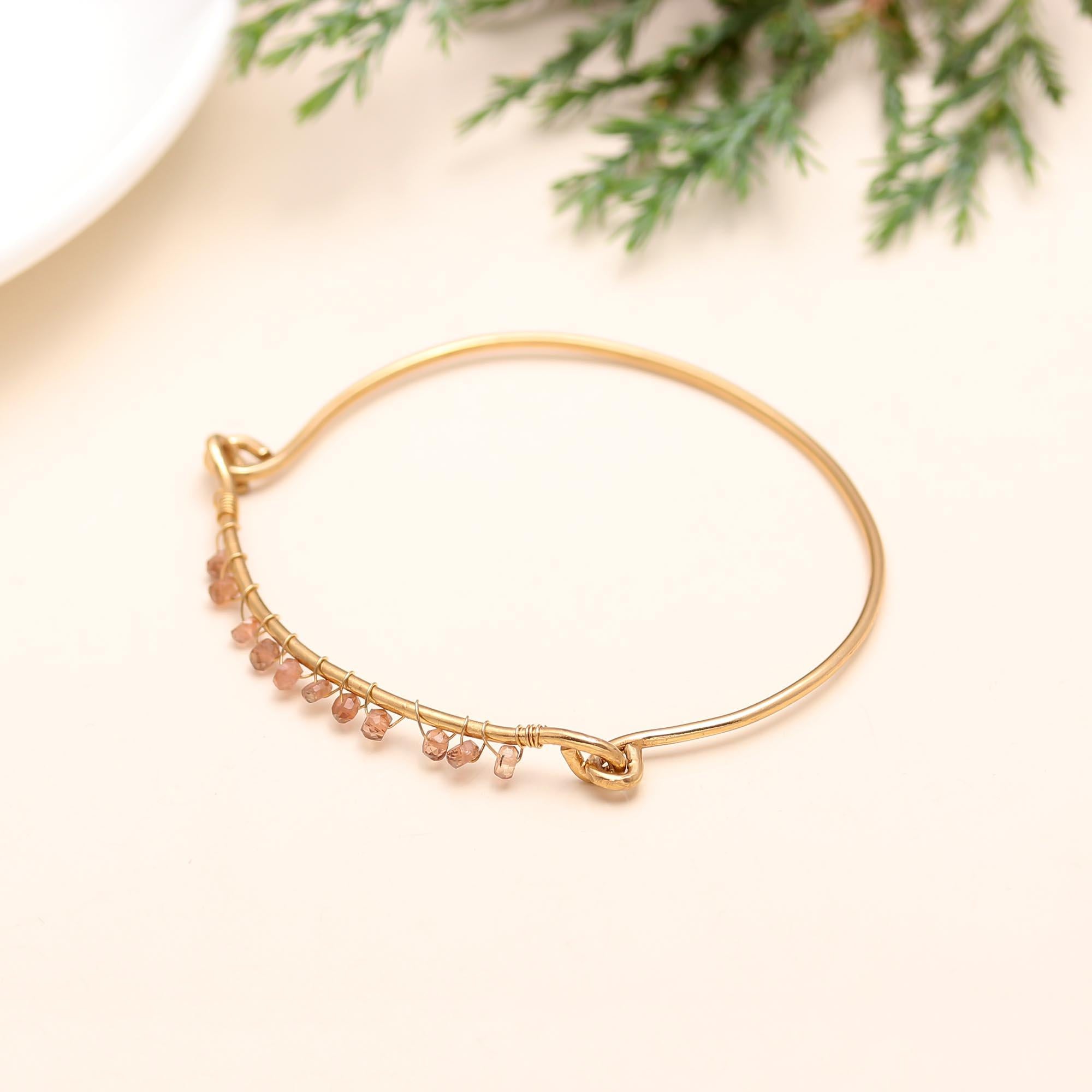 925 Silver Pink Bead Bangle