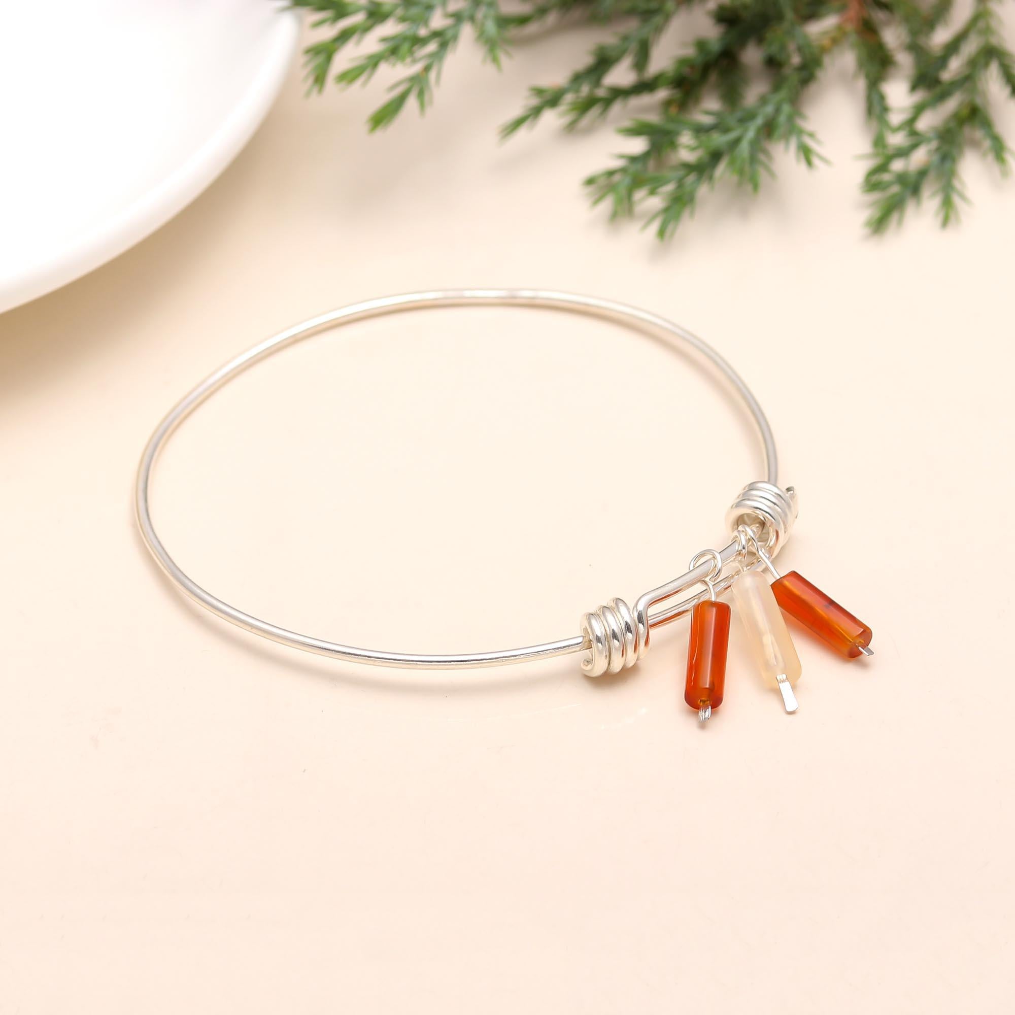 925 Silver Orange and Cream Bangle