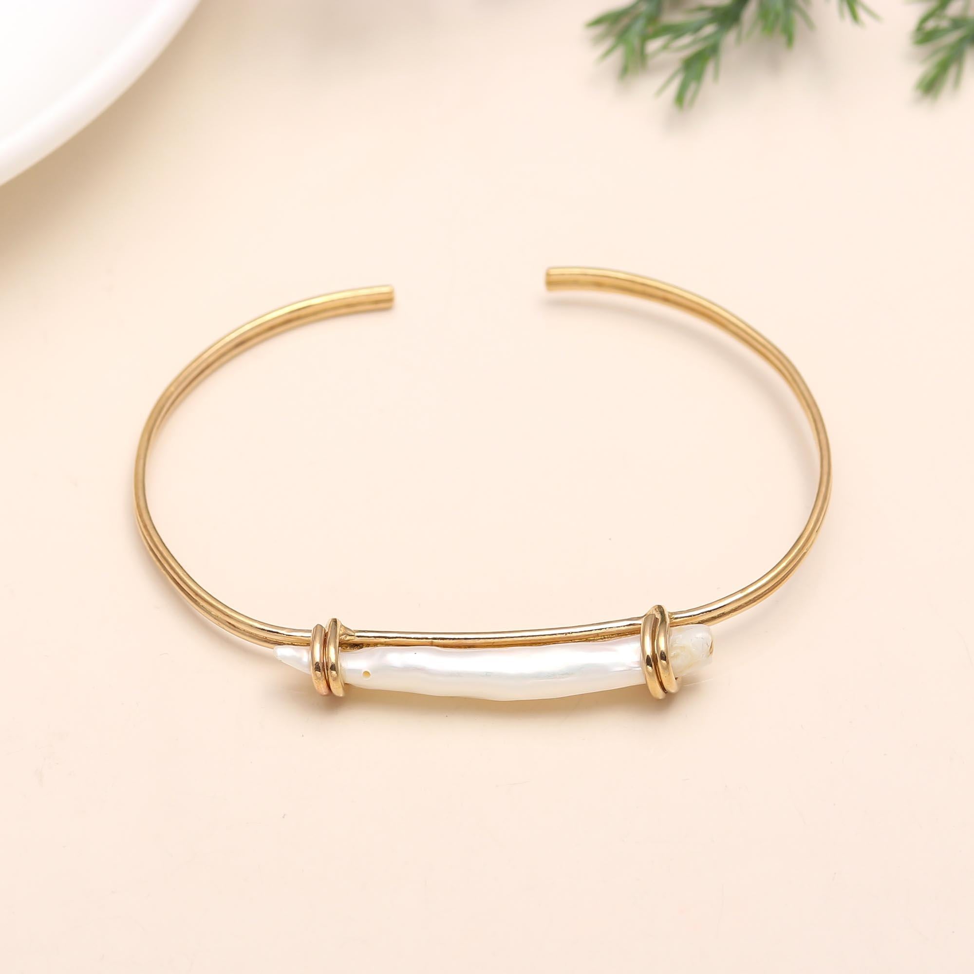 925 Silver Baroque Pearl Open Cuff Bracelet