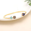 925 Silver Triple Gemstone Open Cuff Bracelet