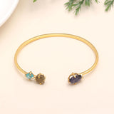 925 Silver Triple Gemstone Open Cuff Bracelet