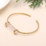 925 Silver Quartz Crystal Bar Cuff Bracelet