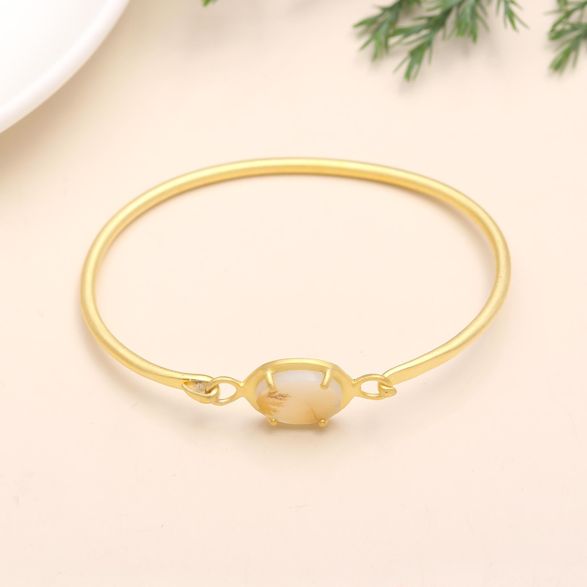 925 Silver Dendritic Agate Bangle