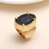 925 Silver Black Agate Druzy Ring