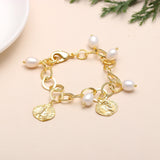 925 Silver Pearl and Charm Bracelet