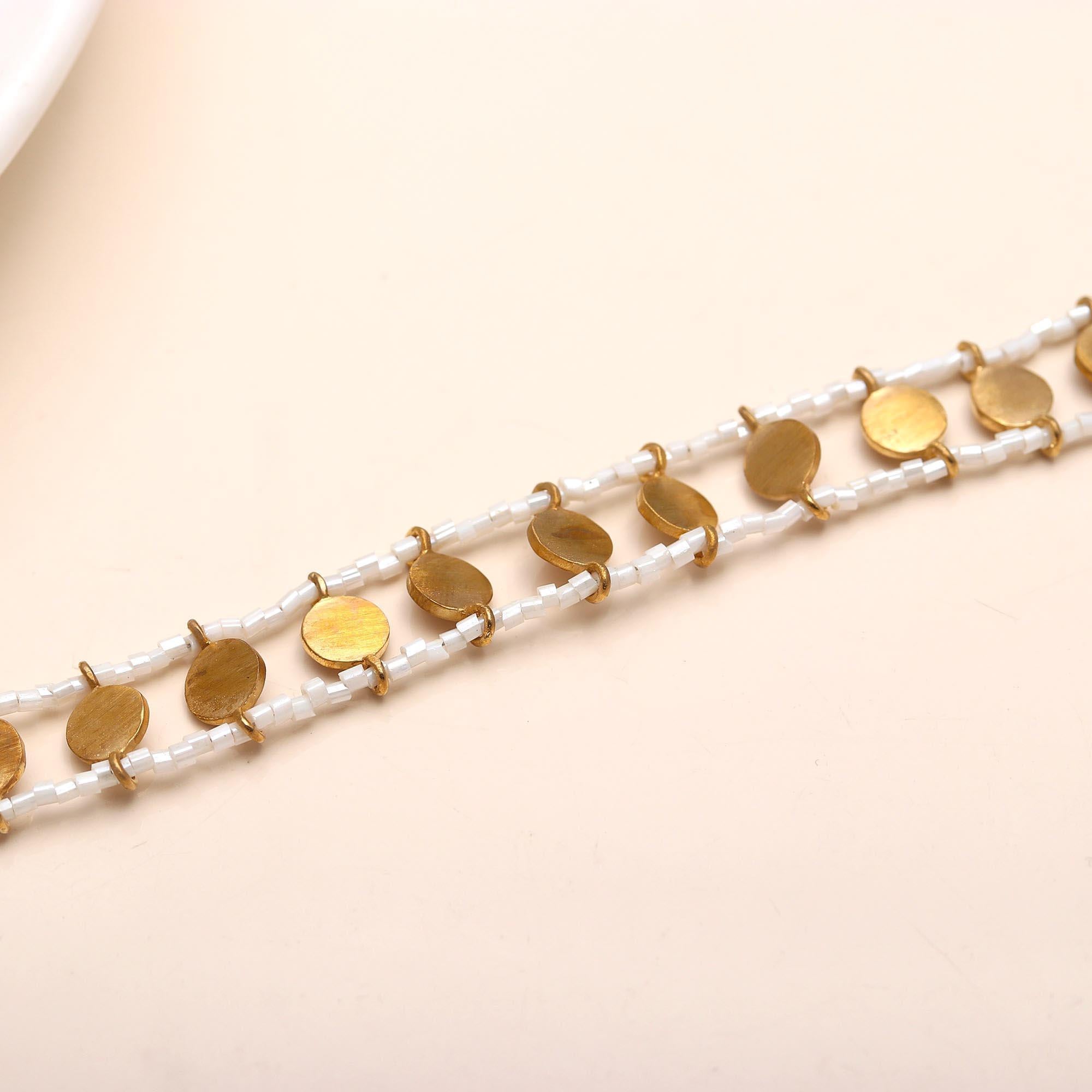 925 Silver White Beaded Bracelet