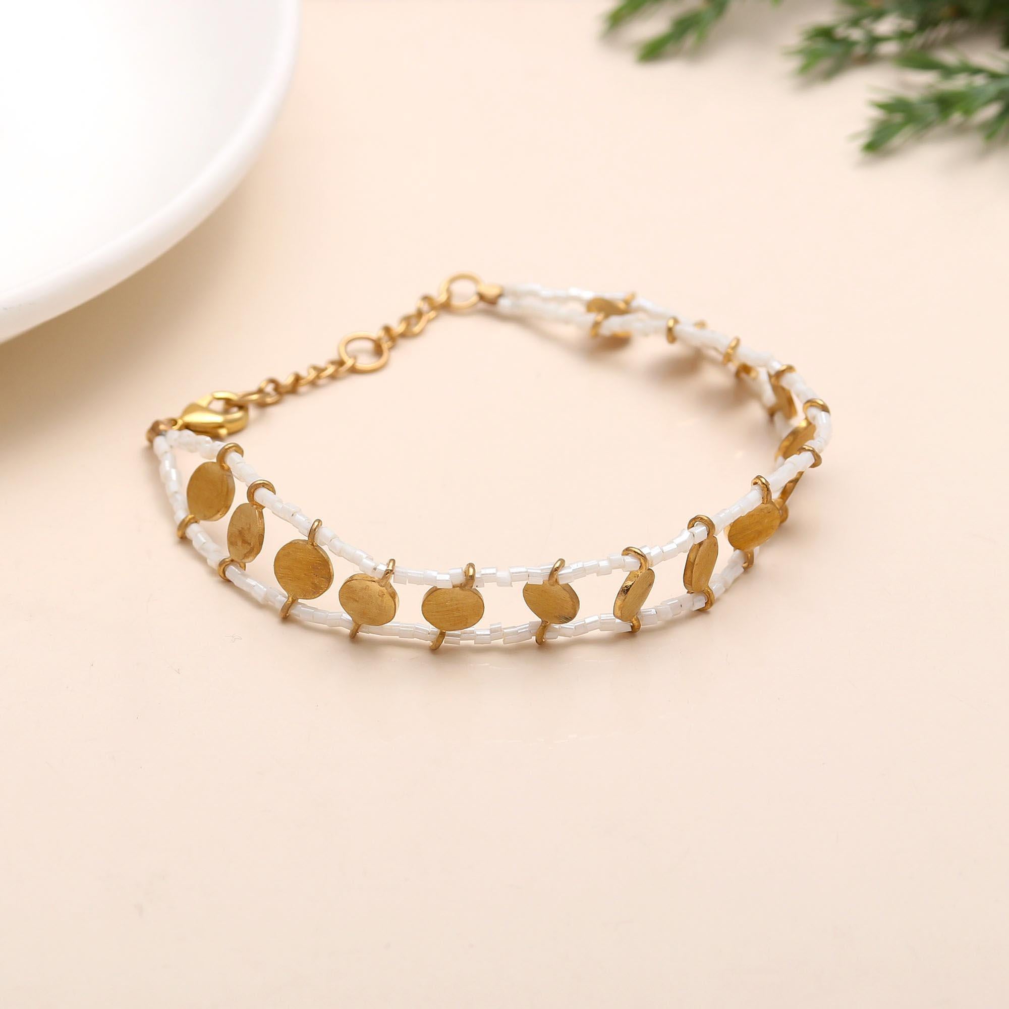 925 Silver White Beaded Bracelet