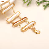 925 Silver Baroque Pearl Bar Link Bracelet