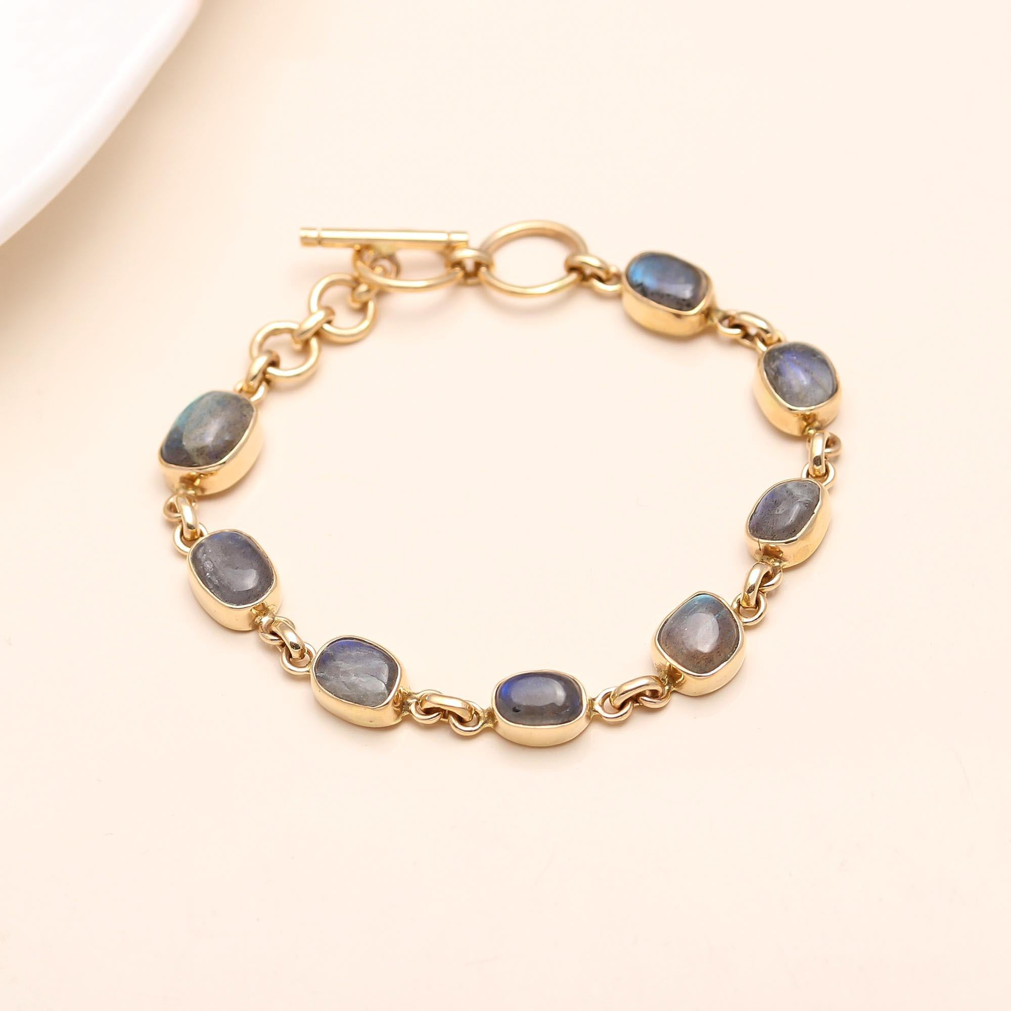925 Silver Labradorite Station Bracelet