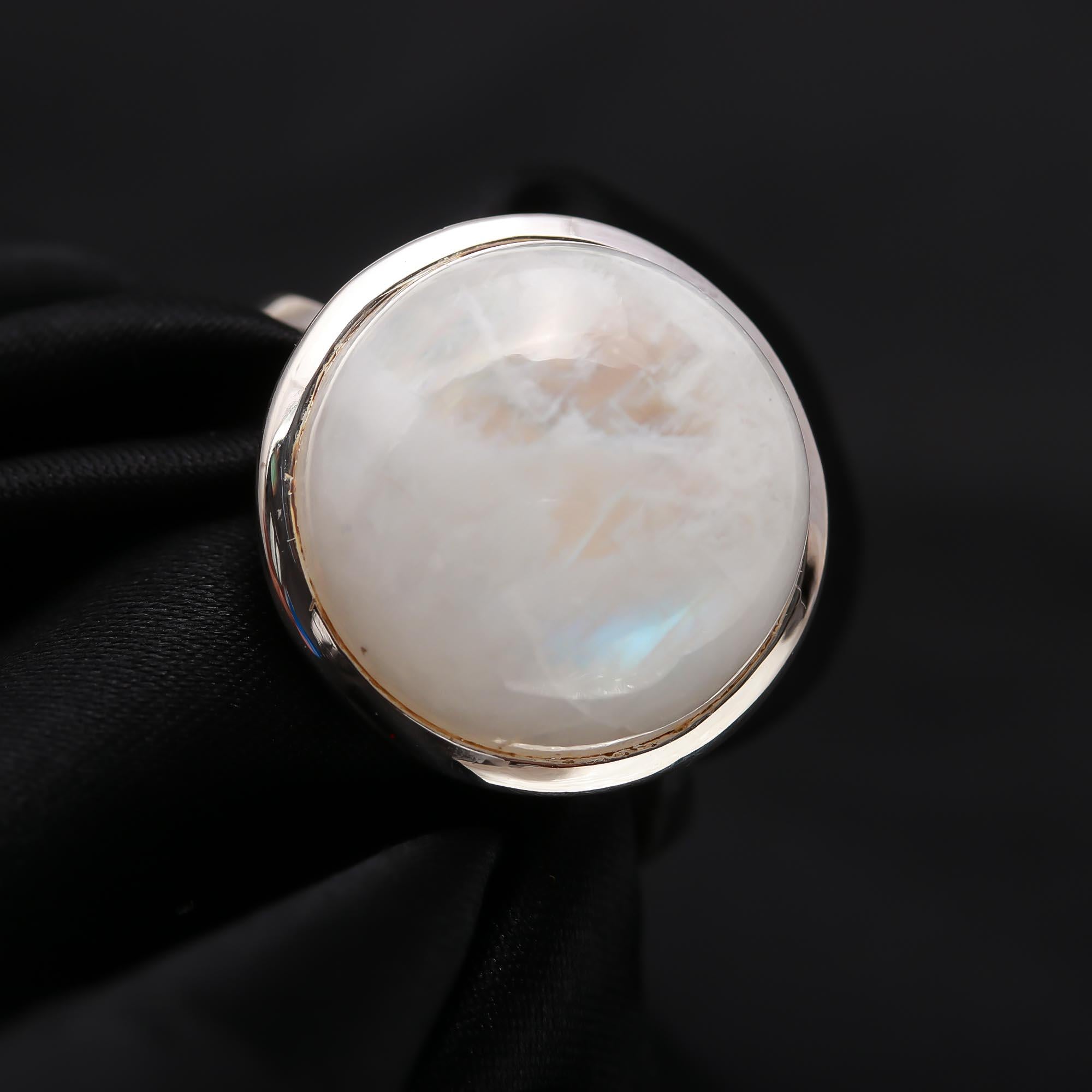 925 Silver Rainbow Moonstone Ring