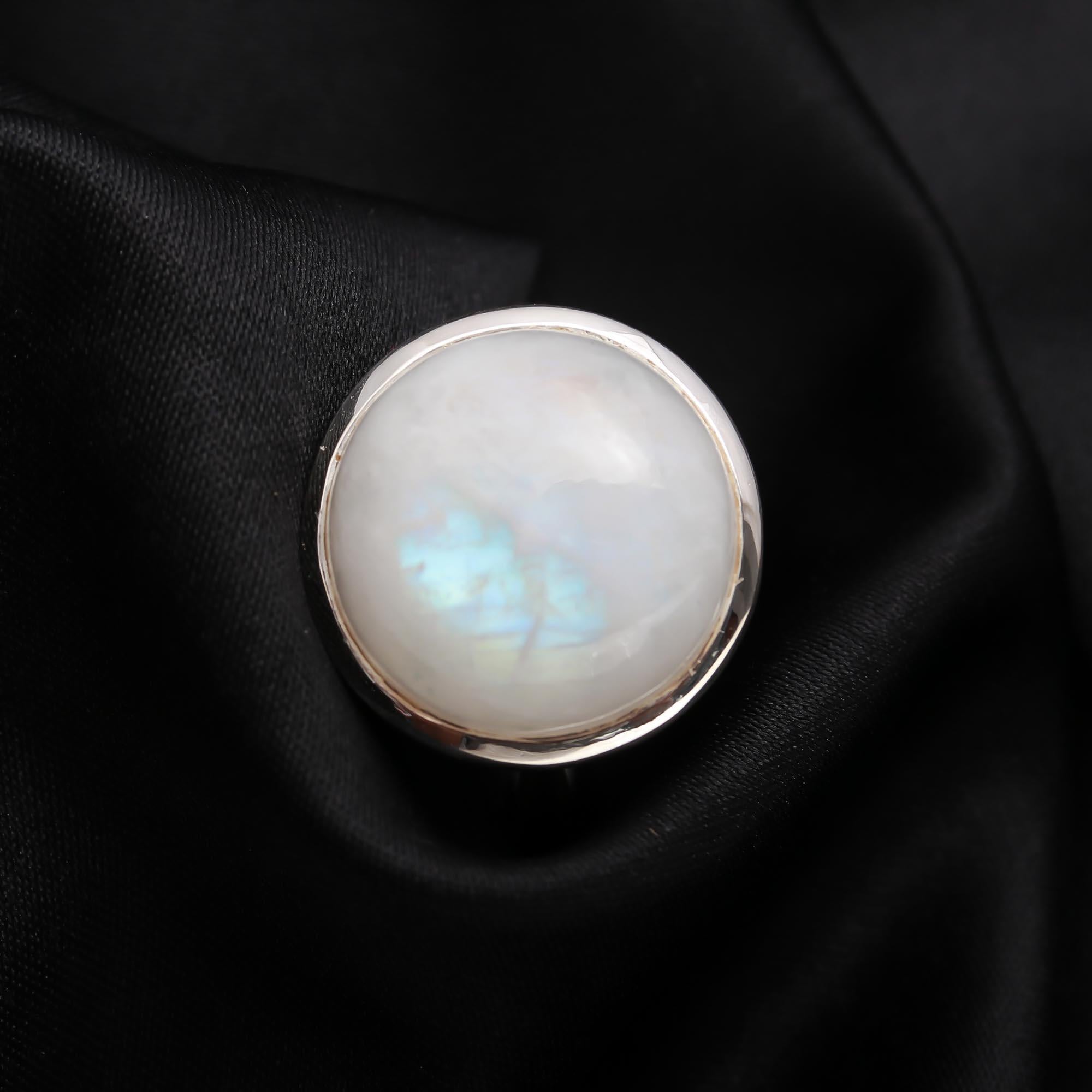 925 Silver Rainbow Moonstone Ring