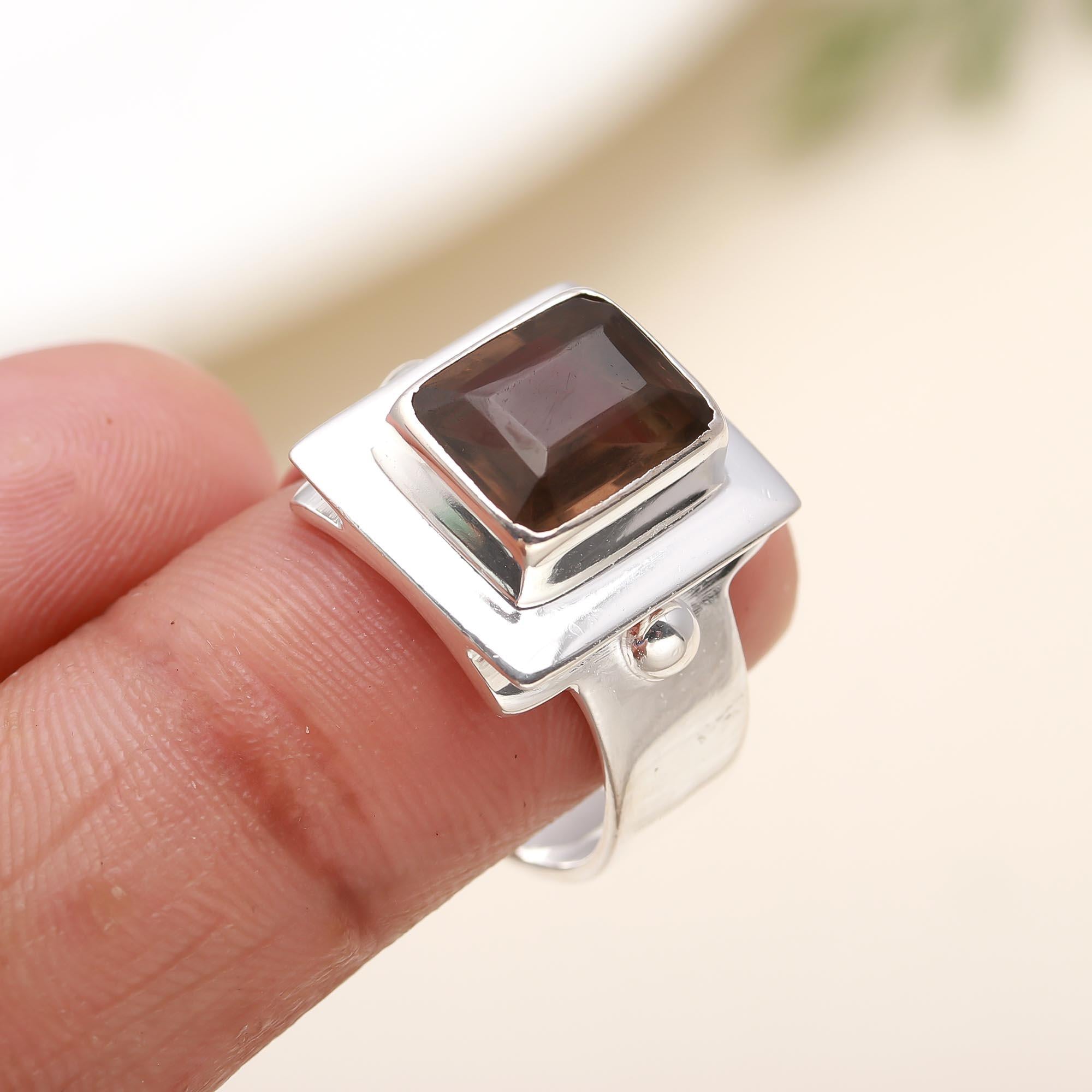 925 Silver Smoky Quartz Ring