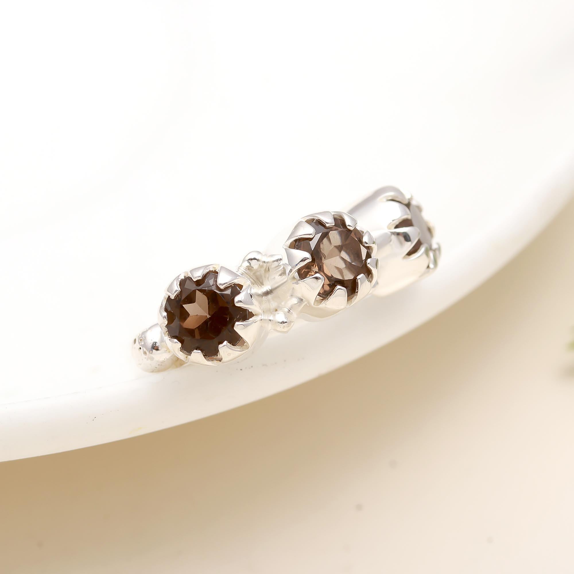 925 Silver Three Garnet Ring