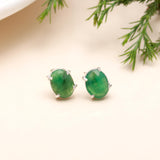 925 Silver Green Onyx Stud Earrings