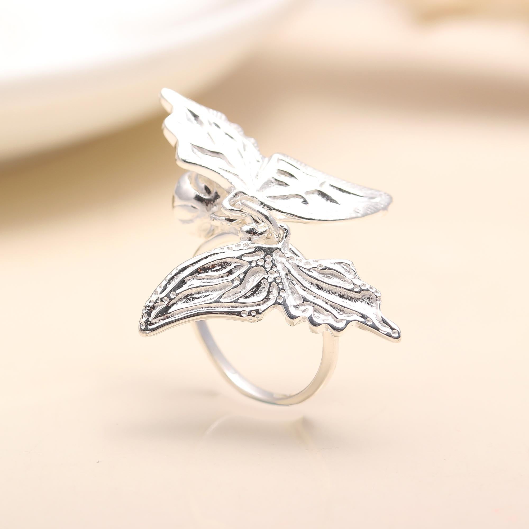 925 Silver Butterfly Charm Ring