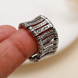 925 Silver Hammered Wide Band Ring