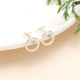 925 Silver Textured Circle Stud Earrings