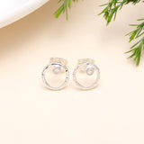 925 Silver Textured Circle Stud Earrings