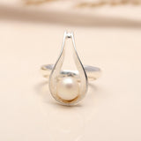 925 Silver Pearl Open Wrap Ring